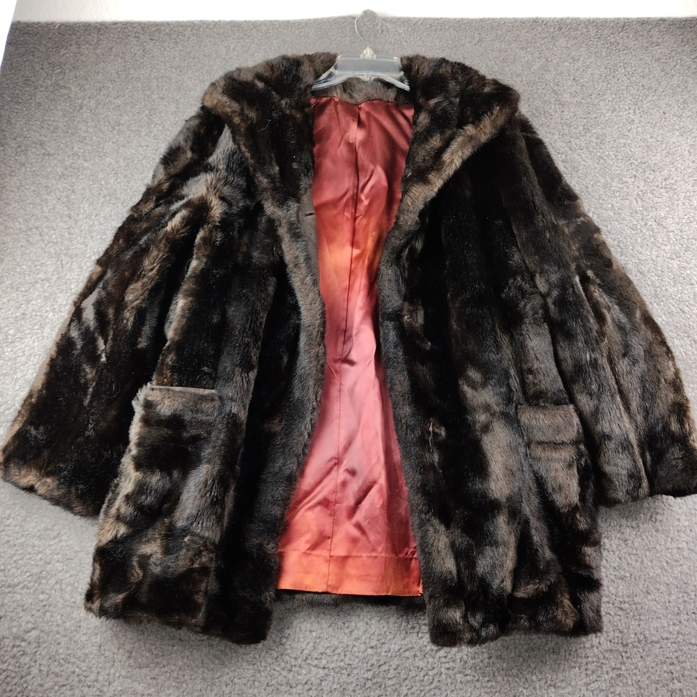 Vintage Tissavel Country Pacer Fur Coat Brown Mid Length Size 14 Luxury